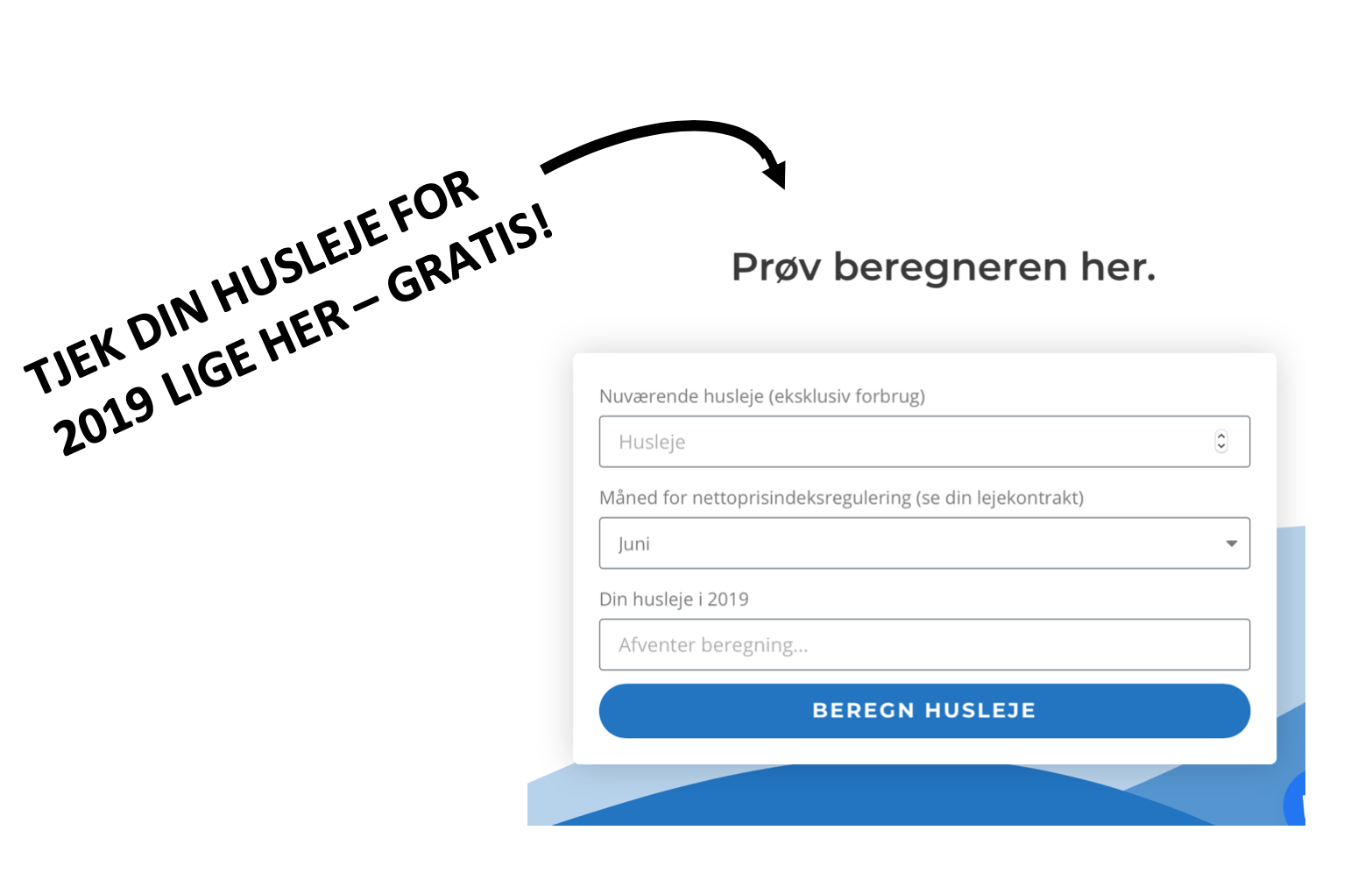 Beregn husleje for 2019
